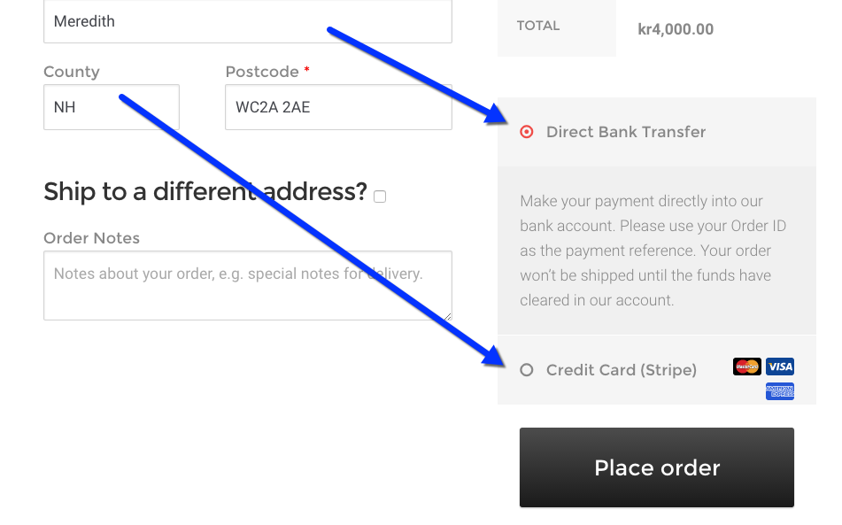 Example payment gateways