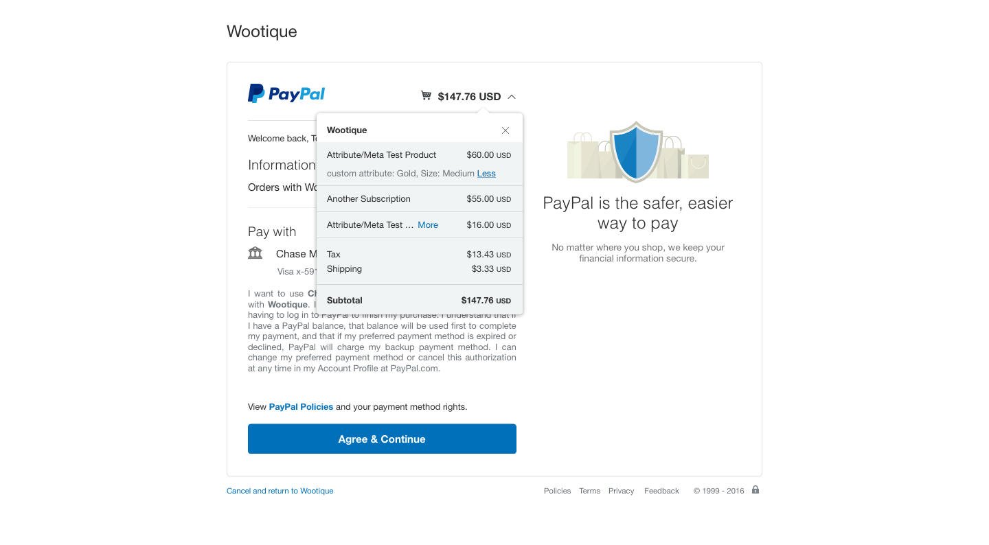 PayPal Checkout with Subscriptions 2.0.10: Transaction Details are Displayed